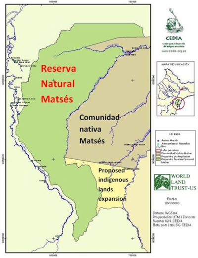 map of the protected area within the Peruvian Amazon